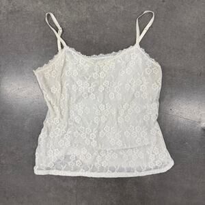 Vintage Y2K White Lace Cami Tank Top Women's Medium